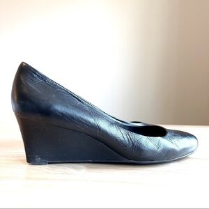 Calvin Klein Yana Black Leather Wedges - size 9.5